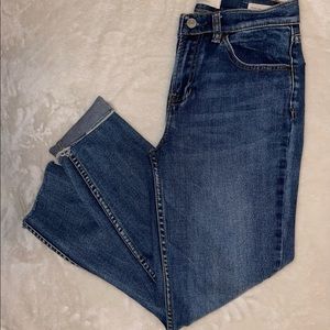 Dark blue wash denim mom jeans size 24